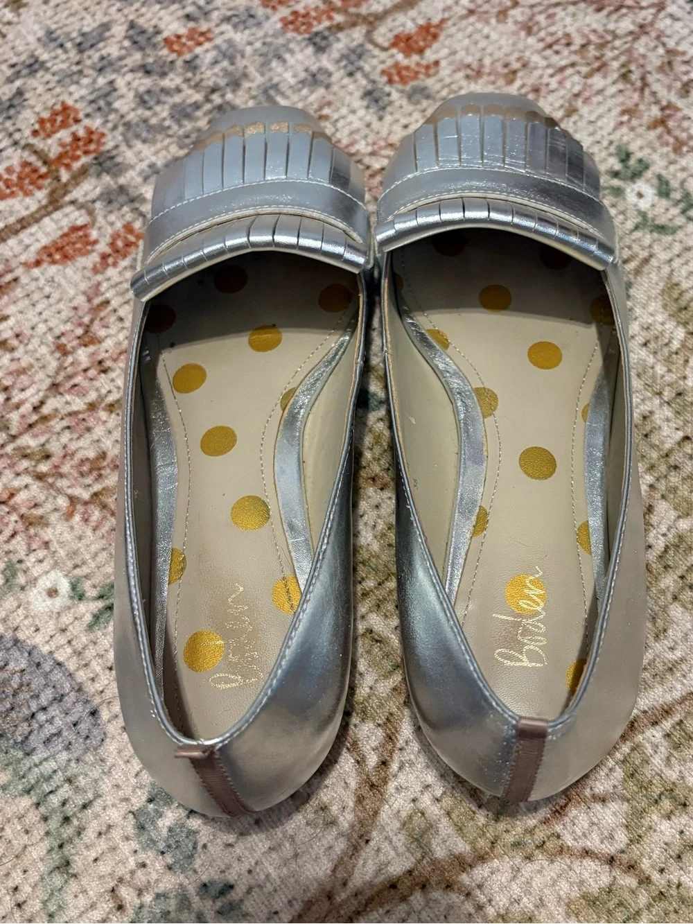 Boden Sophie fringed metallic leather loafers. Size 38